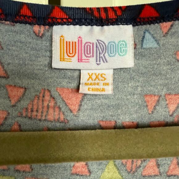 LuLaRoe Womens Dress Size XXS Nicole Fit & Flare Navy Red‎ Blue Lime Triangles - Picture 7 of 7
